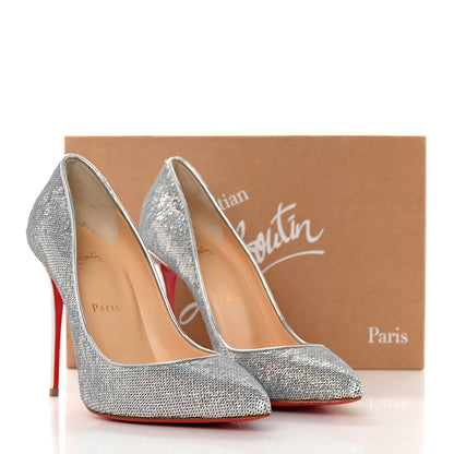 Christian Louboutin Paillettes Hotfix Specchio Pigalle Follies 100 Pumps 39 Silver 9 of 9