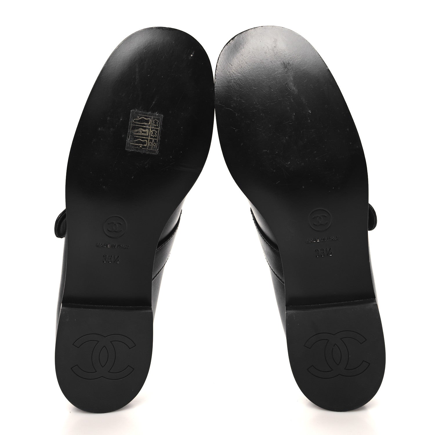 Chanel Calfskin Patent Mary Janes Flats 36.5 Black 6 of 10