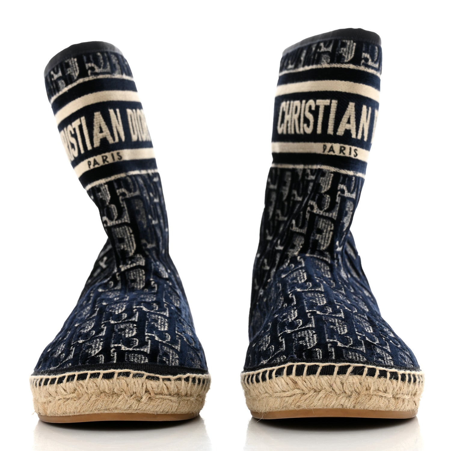 Christian Dior Velvet Oblique Granville Espadrille Boots 39.5 Deep Blue 2 of 8