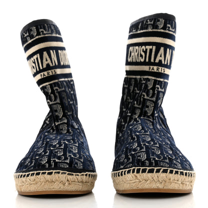 Christian Dior Velvet Oblique Granville Espadrille Boots 39.5 Deep Blue 2 of 8
