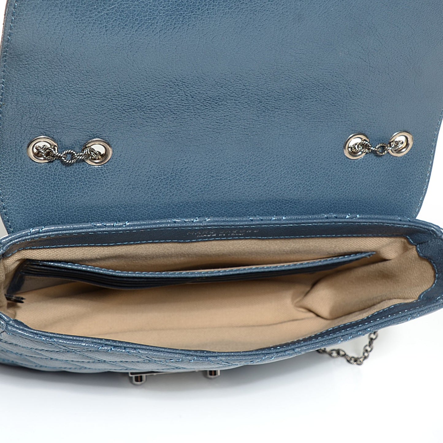 Lambskin Baroque Medium Single Flap Blue Atlantic