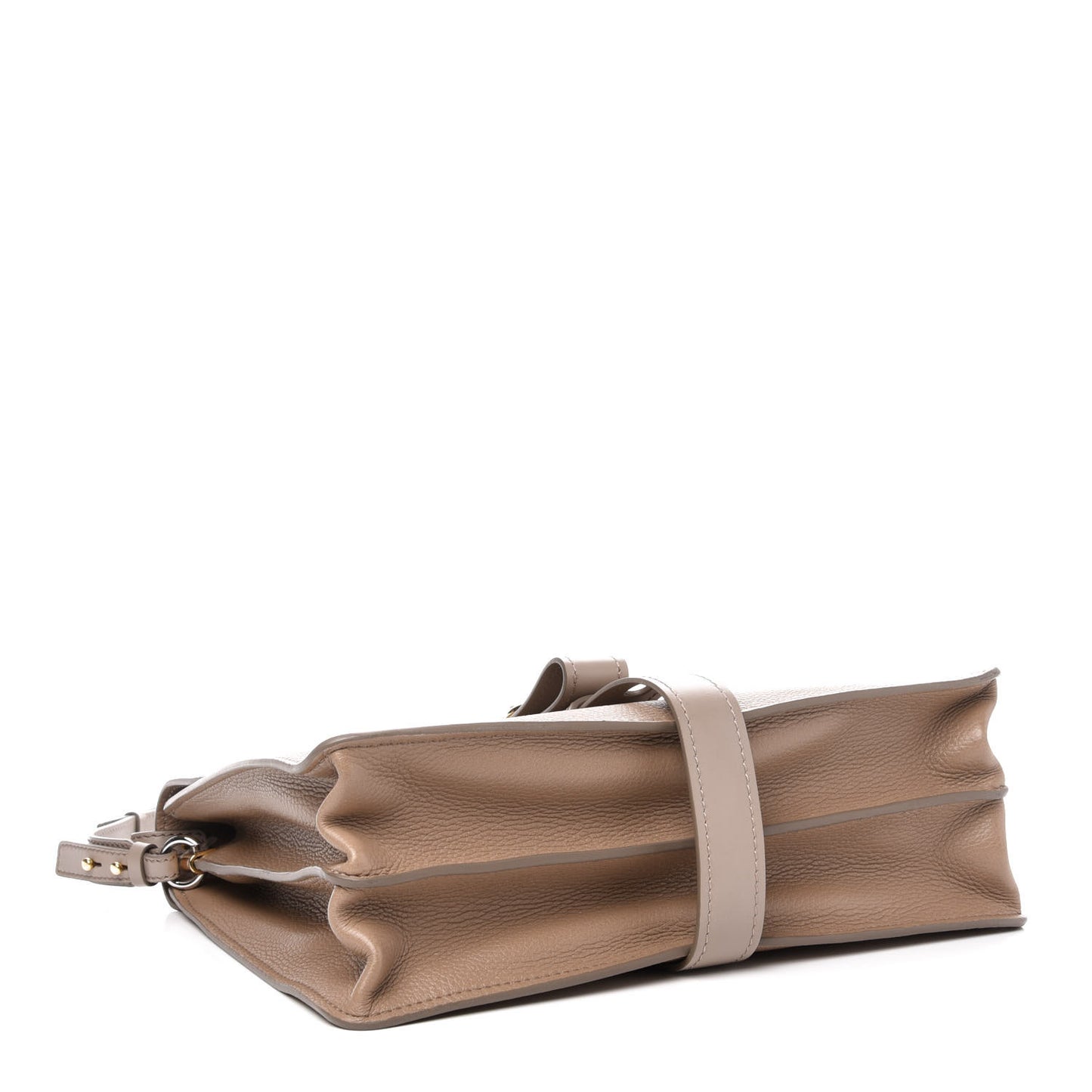 Grained Deerskin Shiny Calfskin Large Aby Day Shoulder Bag Motty Grey