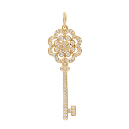 Tiffany 18K Rose Gold Diamond Rose Key Pendant 1 of 5