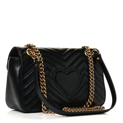 Gucci Calfskin Matelasse Small GG Marmont Shoulder Bag Black 2 of 4