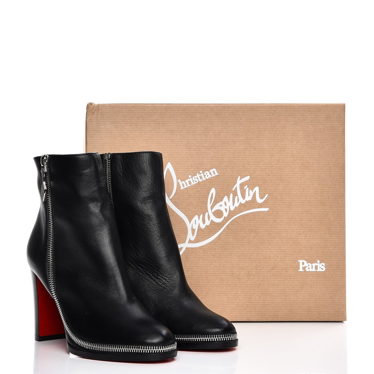Calfskin Telezip 85 Ankle Bootie 37 Black