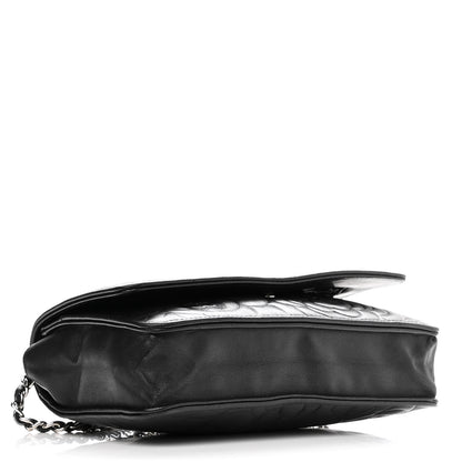 Chanel Lambskin Camellia Embossed Wallet With Chain WOC Black 3 of 12
