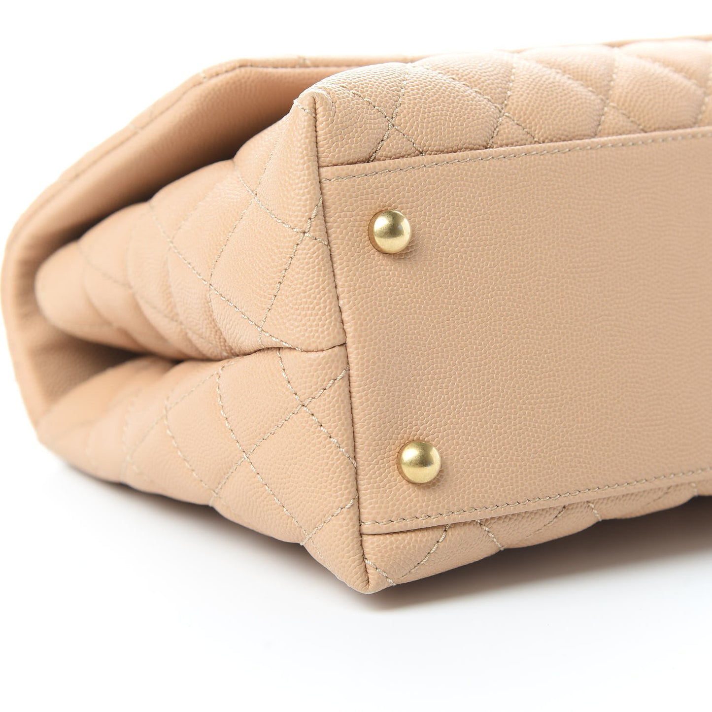 Caviar Lizard Embossed Quilted Small Coco Handle Flap Beige