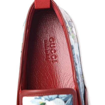 Gucci GG Supreme Monogram Blooms Womens Slip On Sneakers 37 Beige Blue Navy Red 7 of 10