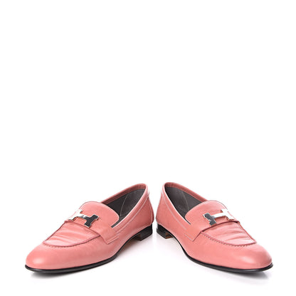Hermes Goatskin Paris Loafers 38.5 Rouge Blush 5 of 11