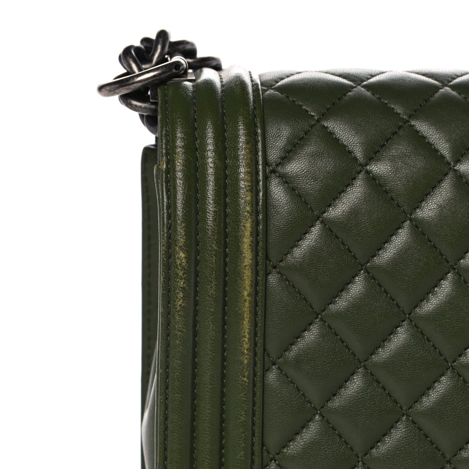 Chanel Lambskin Quilted New Medium Boy Flap Dark Green 14 of 16