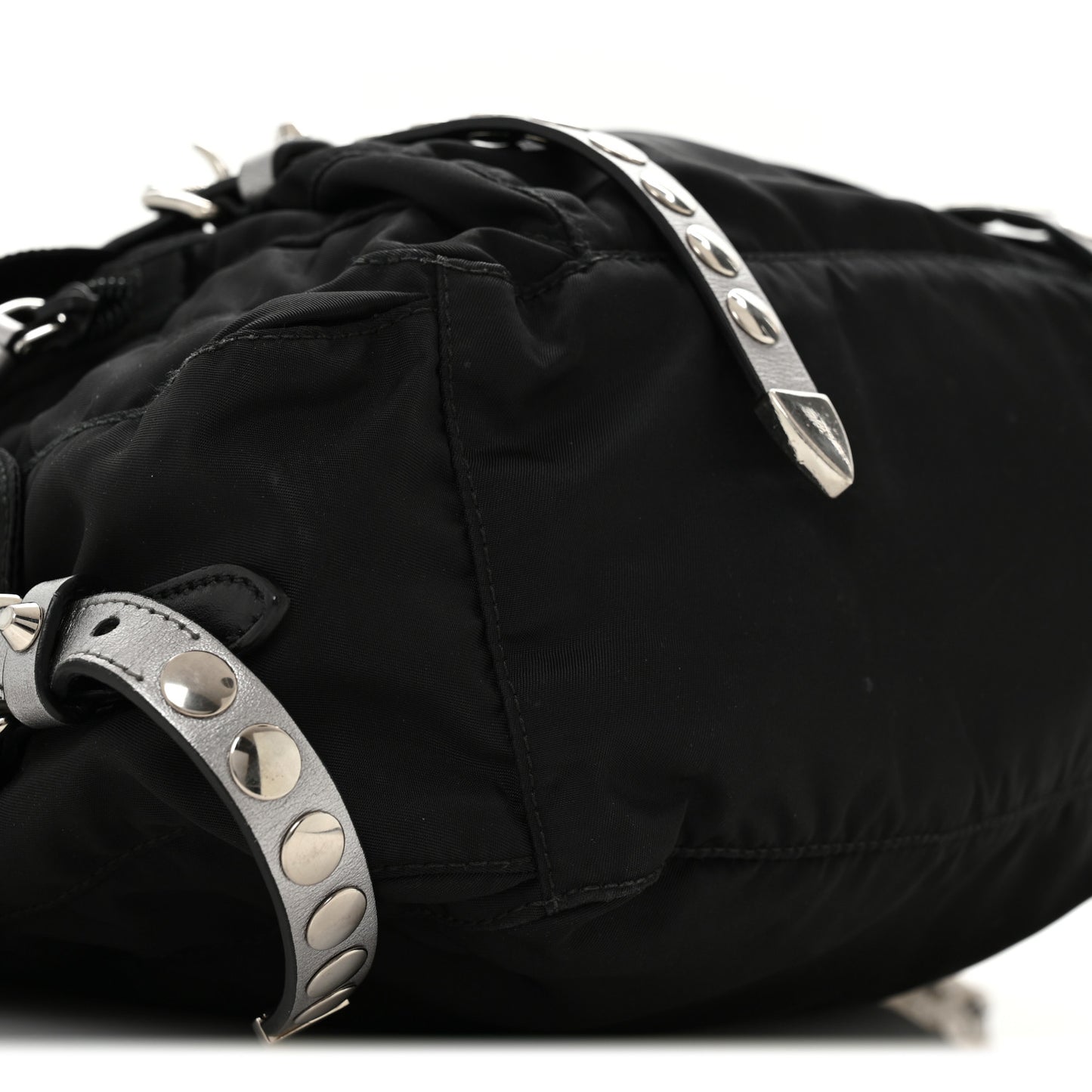 Nylon New Vela Studded Messenger Bag Black