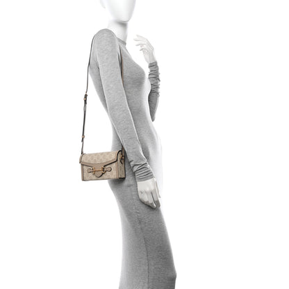 Gucci GG Supreme Monogram Textured Dollar Calfskin Mini Horsebit 1955 Shoulder Bag Beige Mystic White Oatmeal 2 of 11