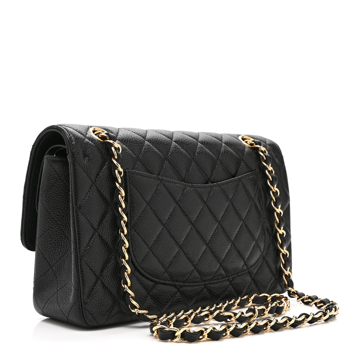 Caviar Quilted Medium Double Flap Black