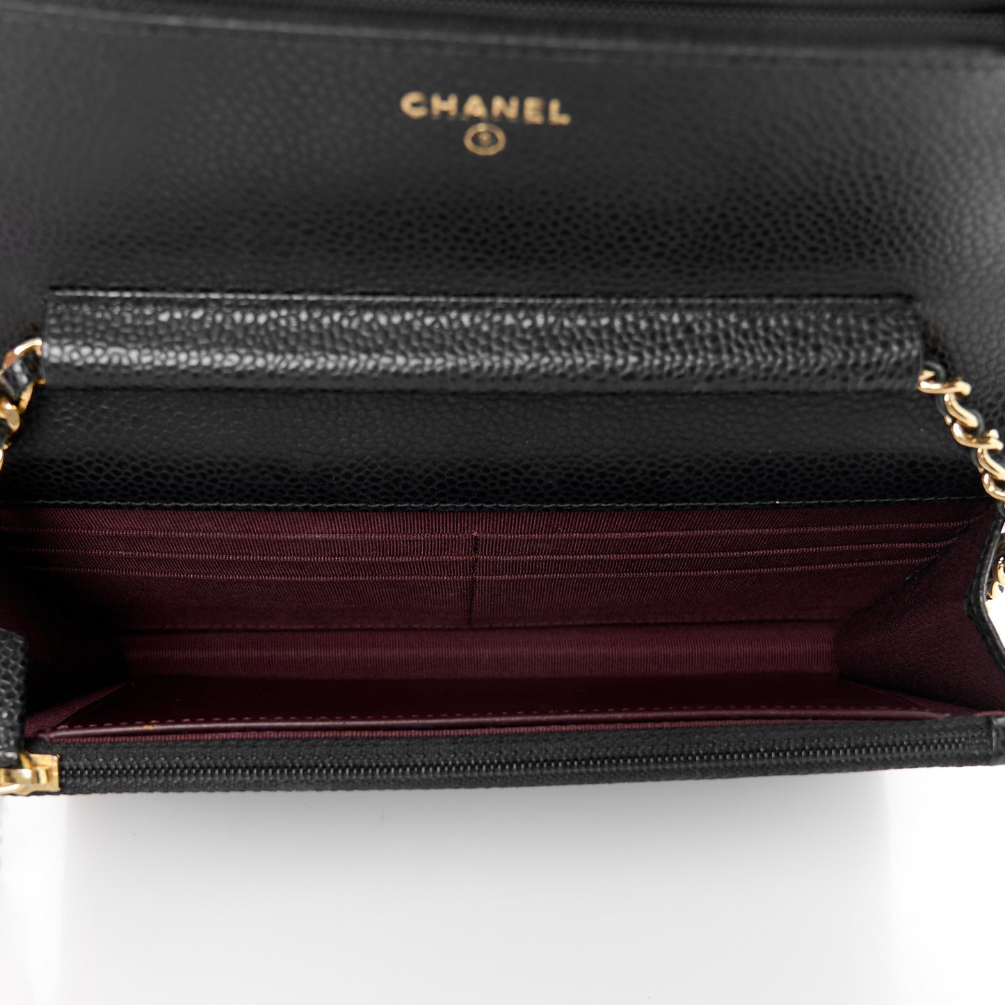 Caviar Quilted Wallet on Chain WOC Black