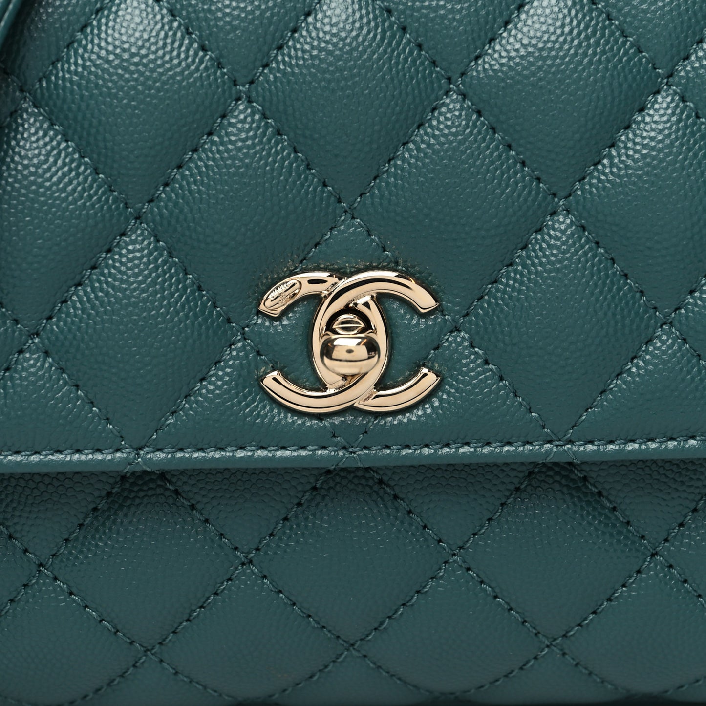 Caviar Quilted Mini Coco Handle Flap Green