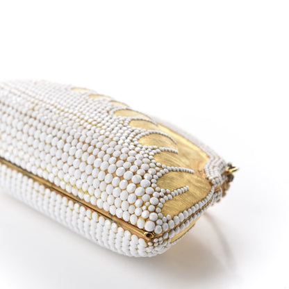 Judith Leiber Metallic Beaded Clutch Gold White 7 of 11