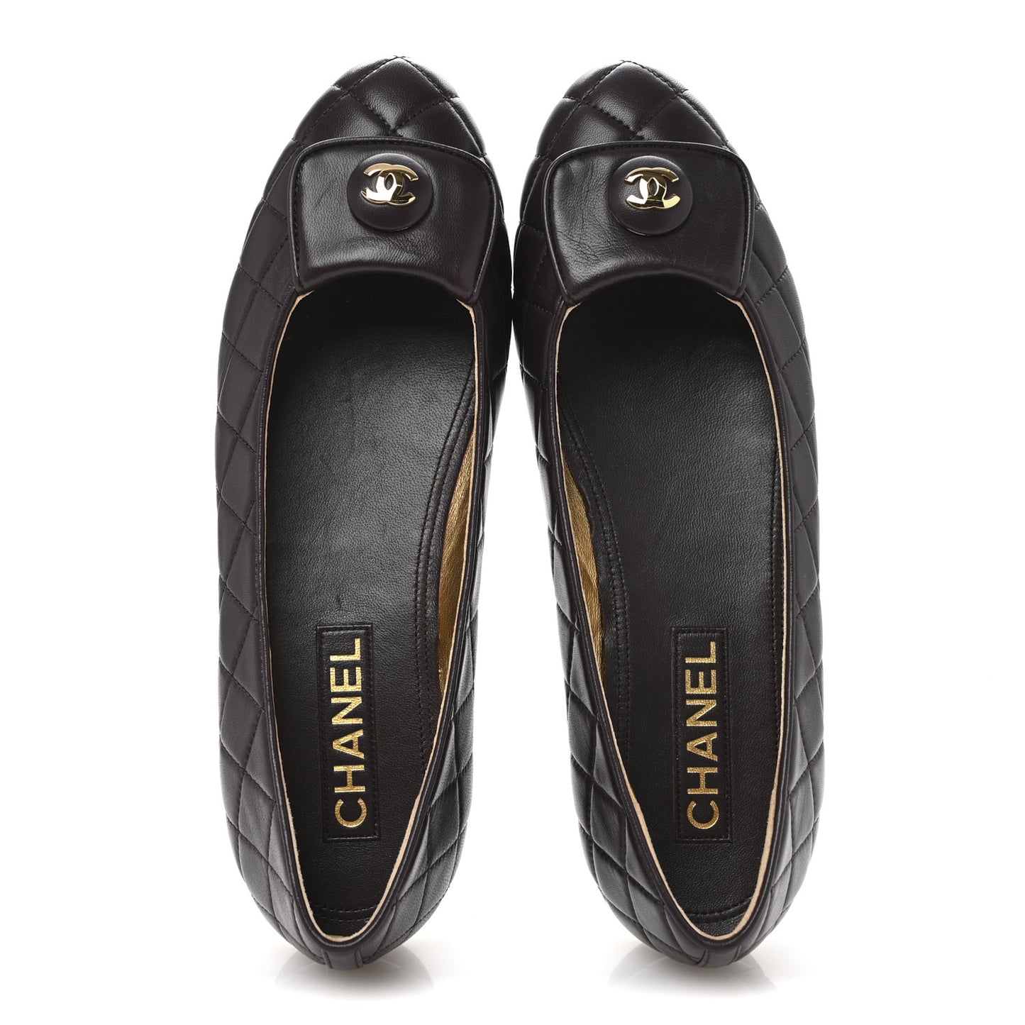 Lambskin Quilted CC Ballerina Flats 40 Dark Purple