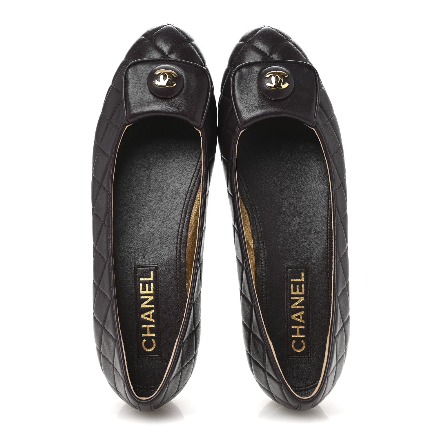 Chanel Lambskin Quilted CC Ballerina Flats 40 Dark Purple 2 of 12