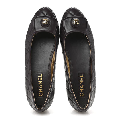 Chanel Lambskin Quilted CC Ballerina Flats 40 Dark Purple 2 of 12
