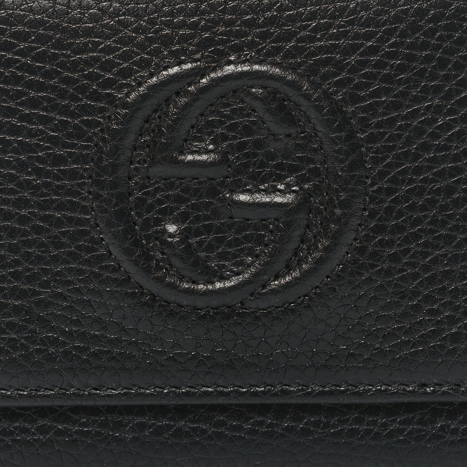 Gucci Pebbled Calfskin Soho Compact Flap Wallet Black 9 of 10
