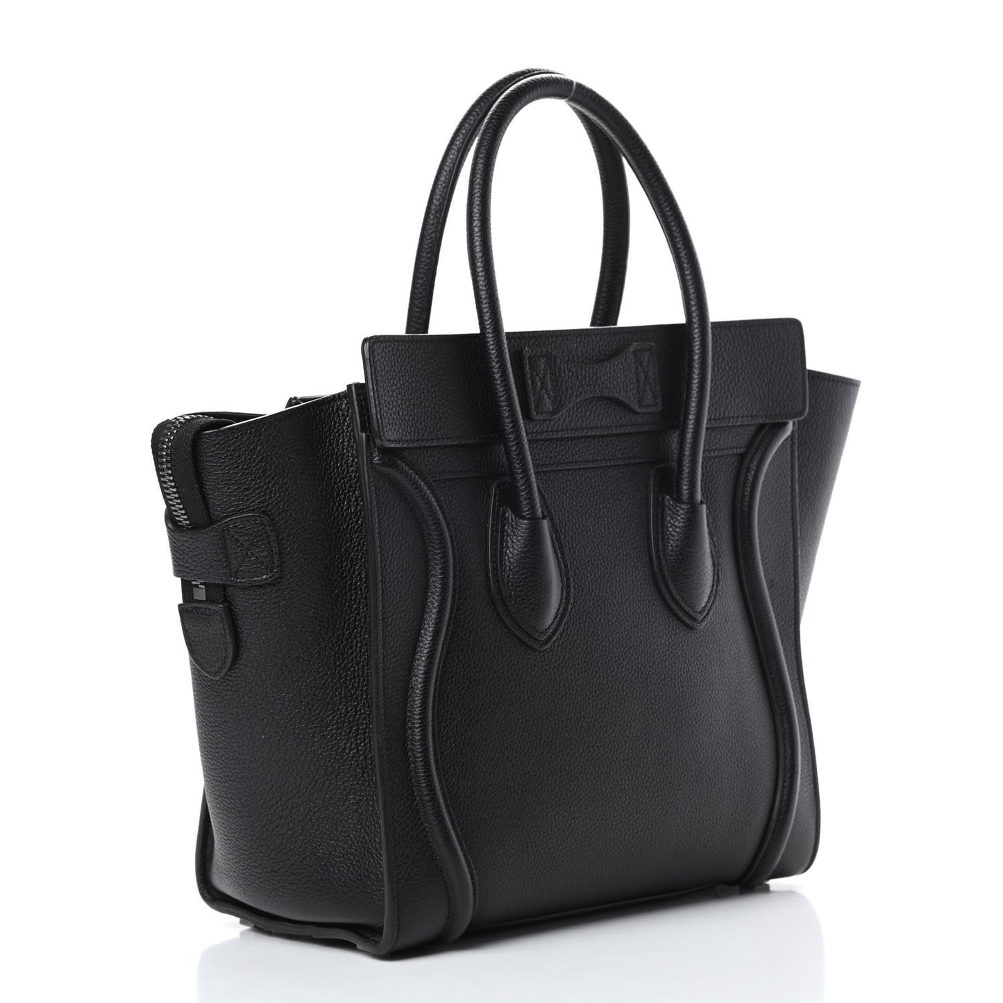 Drummed Calfskin Micro Luggage Black