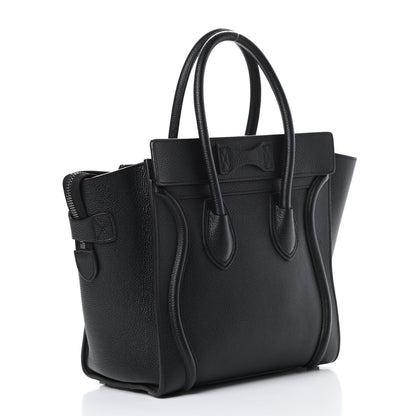 Celine Drummed Calfskin Micro Luggage Black 3 of 15