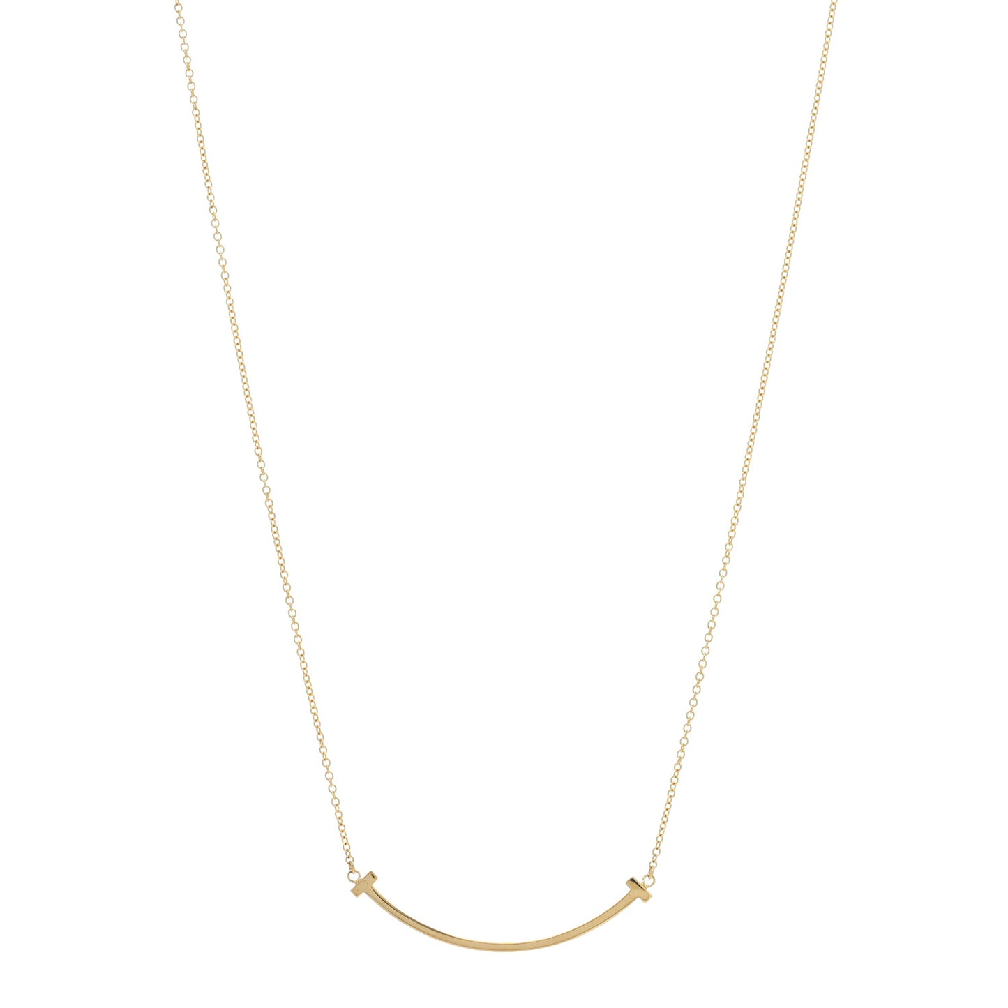 18K Yellow Gold Small T Smile Pendant Necklace