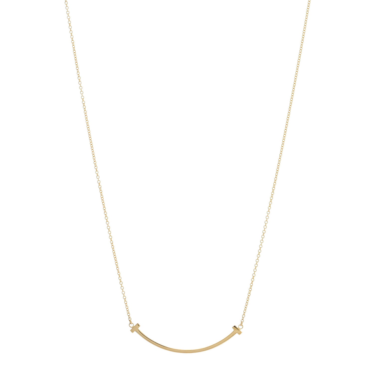Tiffany 18K Yellow Gold Small T Smile Pendant Necklace 1 of 3