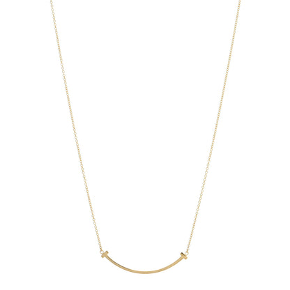 Tiffany 18K Yellow Gold Small T Smile Pendant Necklace 1 of 3