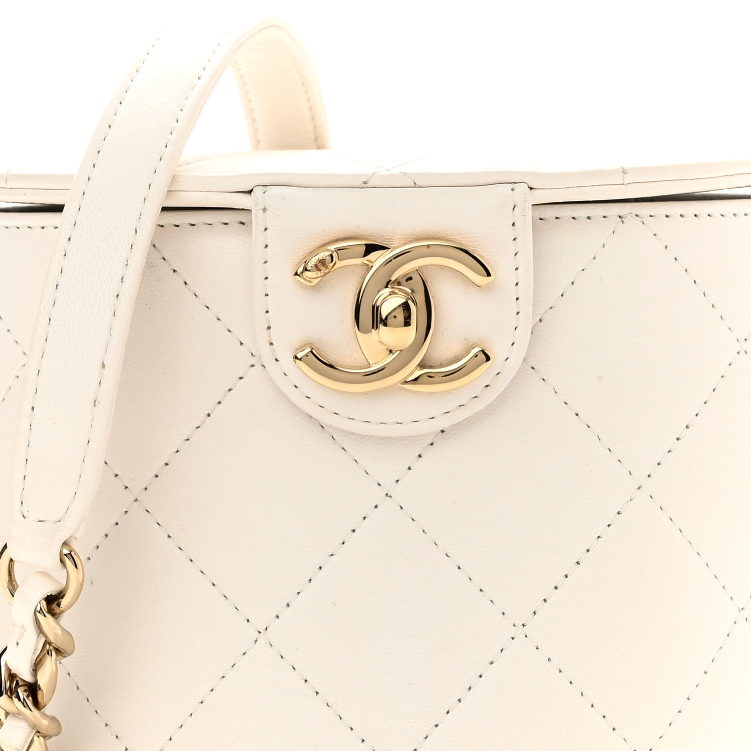 Chanel Lambskin Resin Elegant Chain Vanity Case White 9 of 11