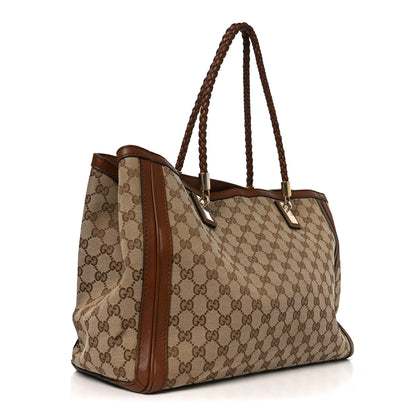 Gucci Monogram Cellarius Calfskin Medium Bella Tote Beige Ebony Cuir 3 of 11