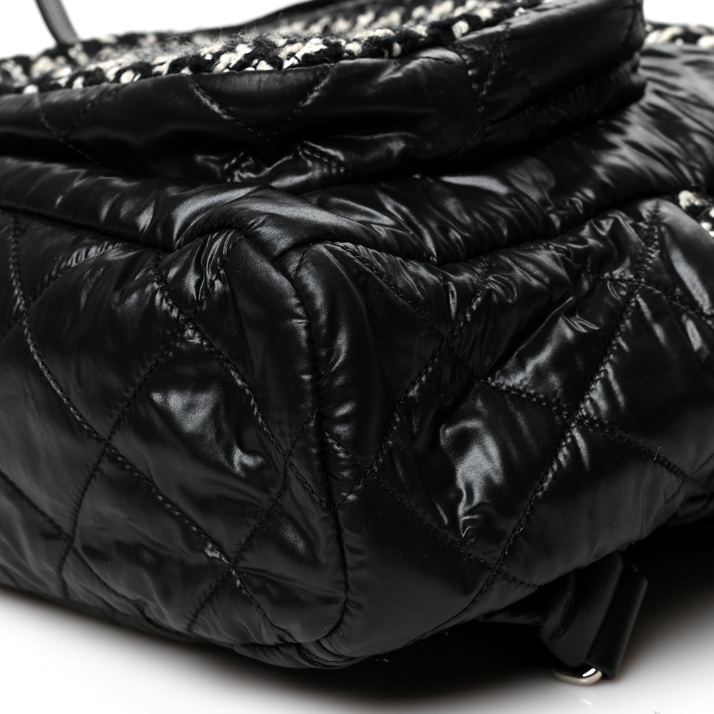 Nylon Tweed CC Backpack Black White