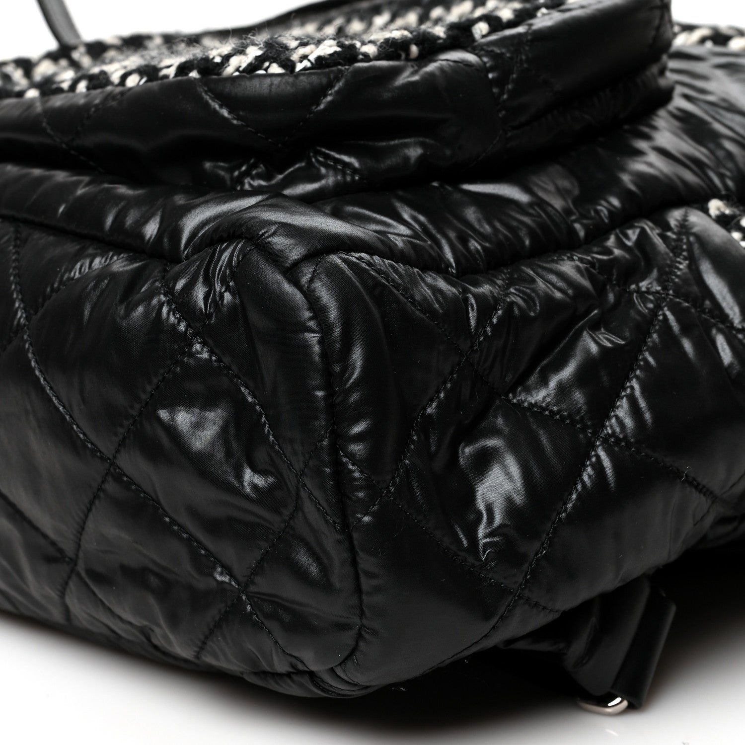 Chanel Nylon Tweed CC Backpack Black White 9 of 9
