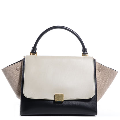 Celine Smooth Calfskin Canvas Medium Tri-Color Trapeze Cream 1 of 9