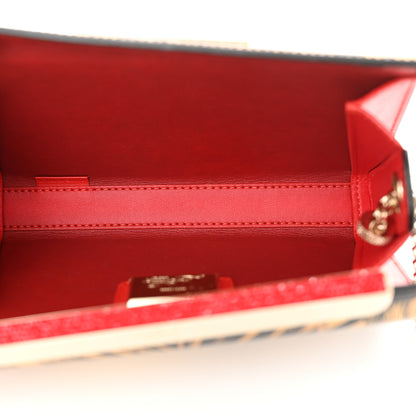 Christian Louboutin Patent Lame Hibiscus Crossbody Clutch Black Gold 4 of 9