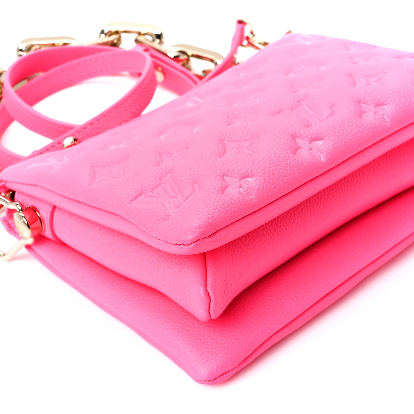 Calfskin Embossed Monogram Coussin BB Rose Fluo