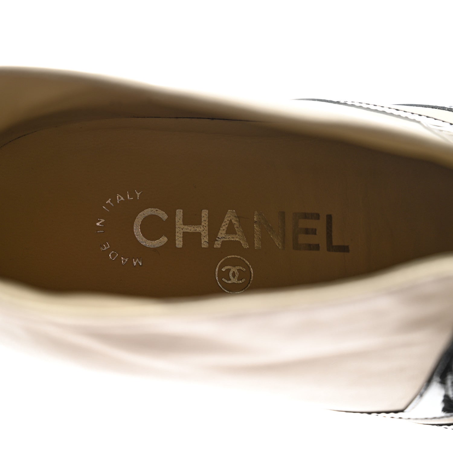 Chanel Lambskin Patent Ankle Boots 41 Beige Black 7 of 11