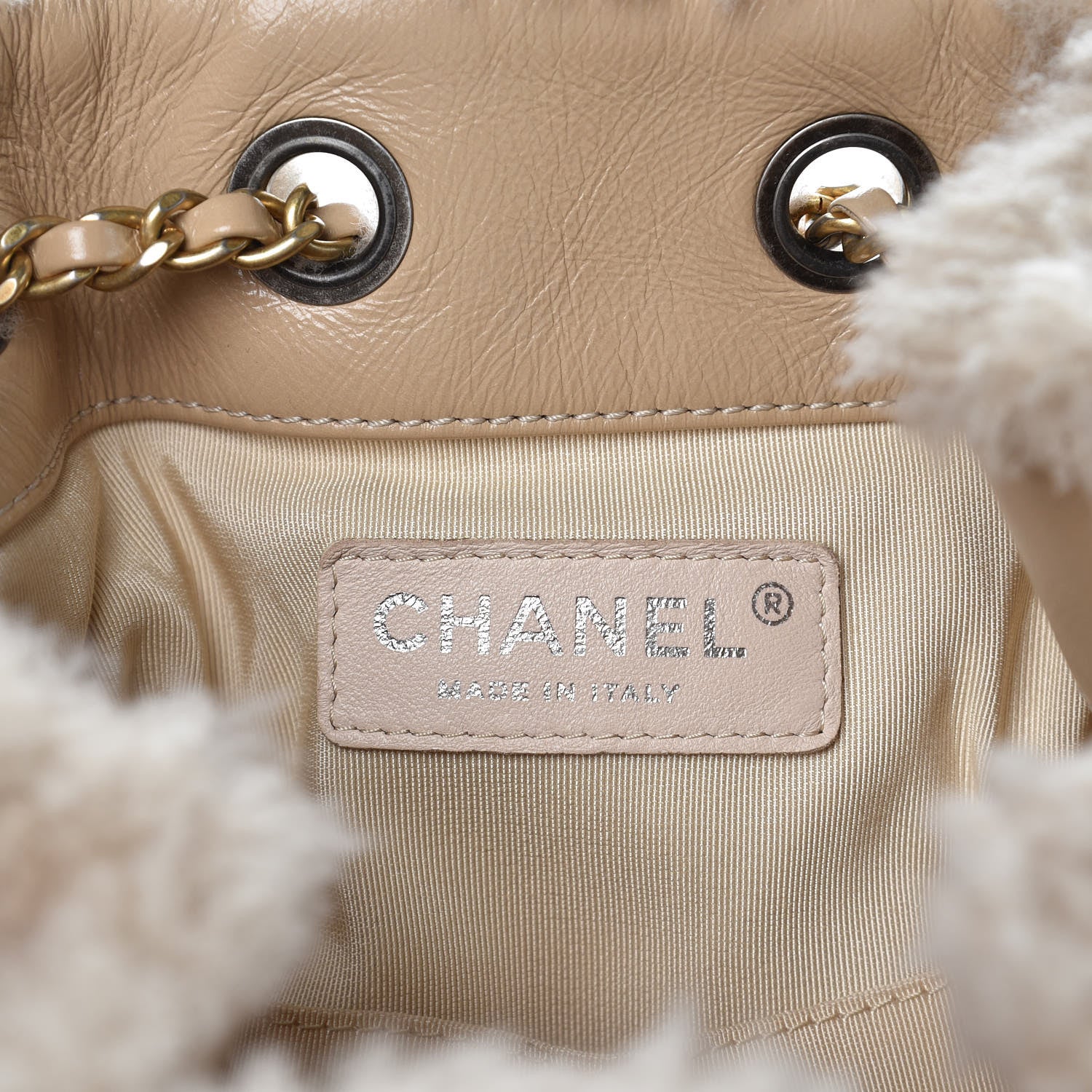 Chanel Shearling Small Gabrielle Backpack Dark Beige 6 of 9