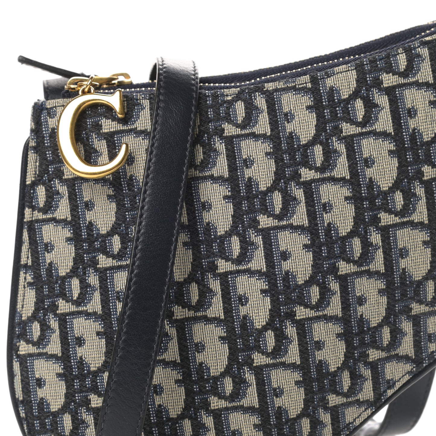 Oblique Saddle Pouch With Strap Navy Blue