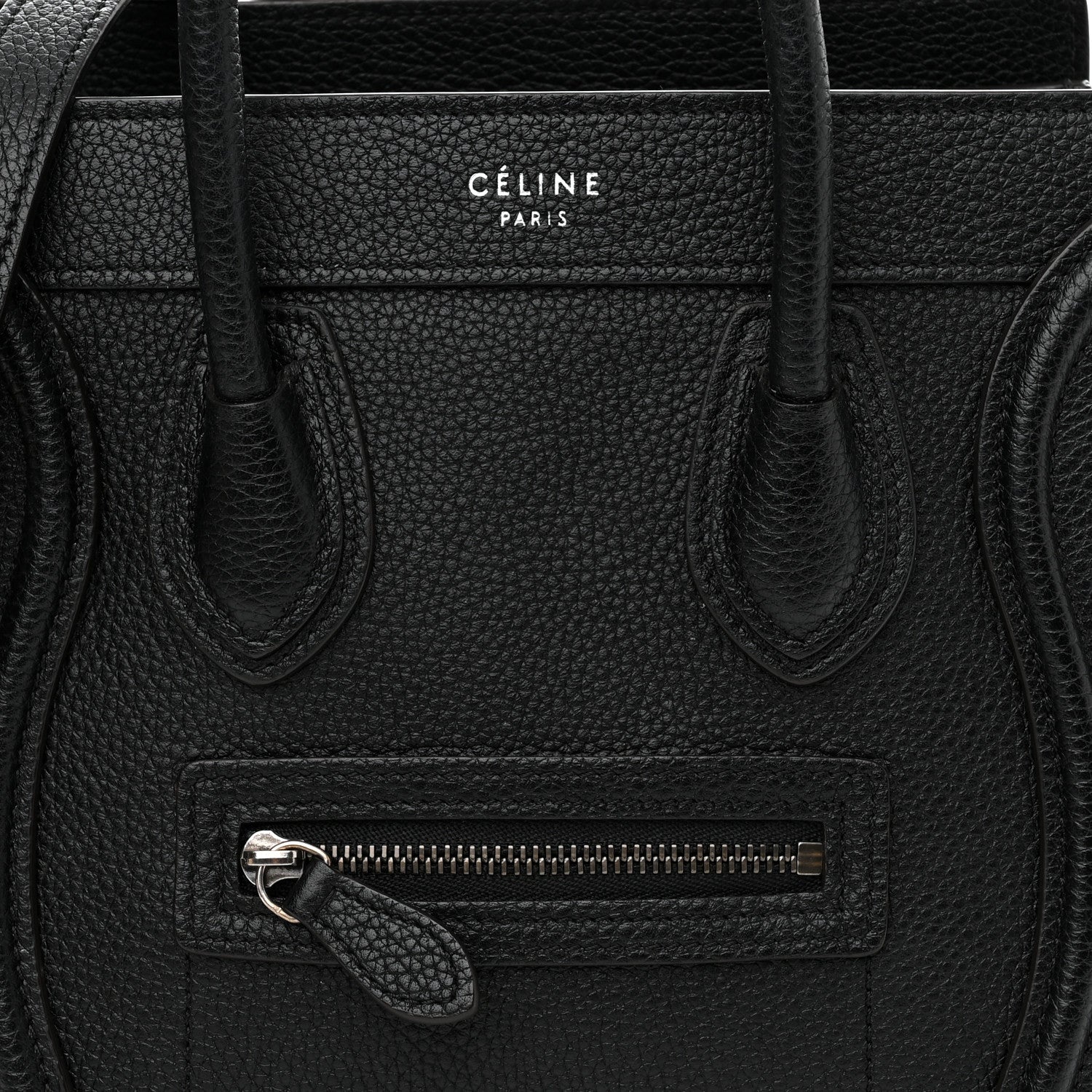 Celine Drummed Calfskin Nano Luggage Black 7 of 13