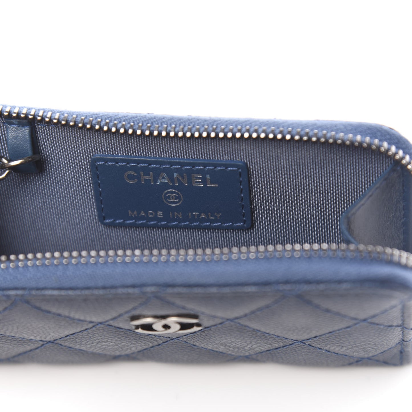 Caviar Quilted Key Holder Case Navy