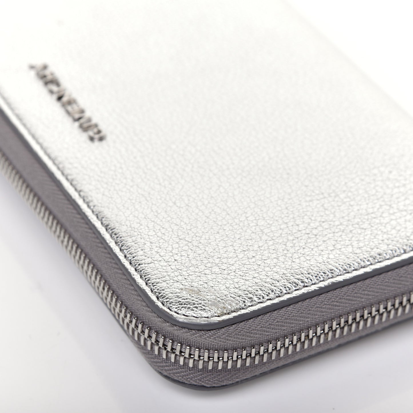 Metallic Sugar Goatskin Pandora Zip Around Wallet Silver