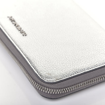 Givenchy Metallic Sugar Goatskin Pandora Zip Around Wallet Silver 8 of 10