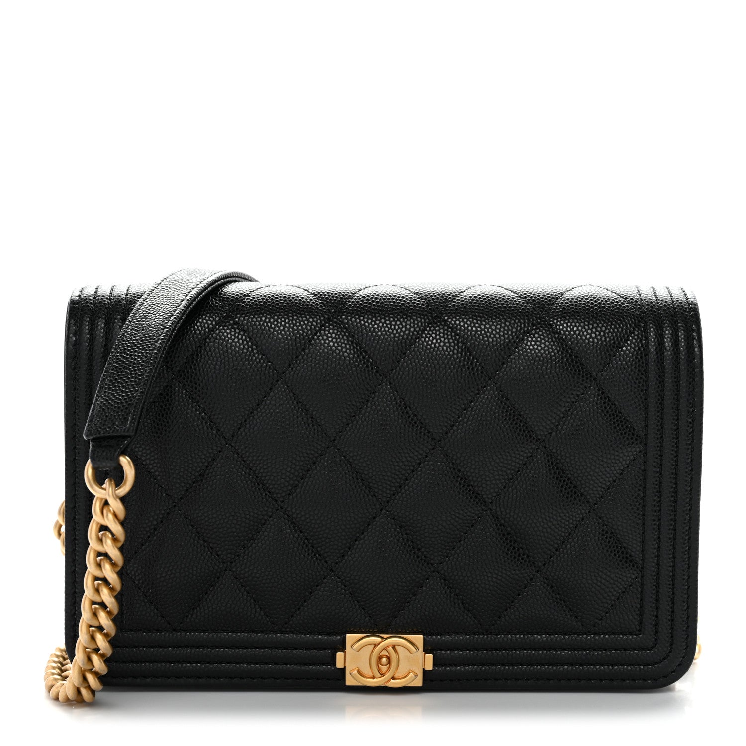 Chanel Caviar Quilted Boy Wallet On Chain WOC Black 1 of 13