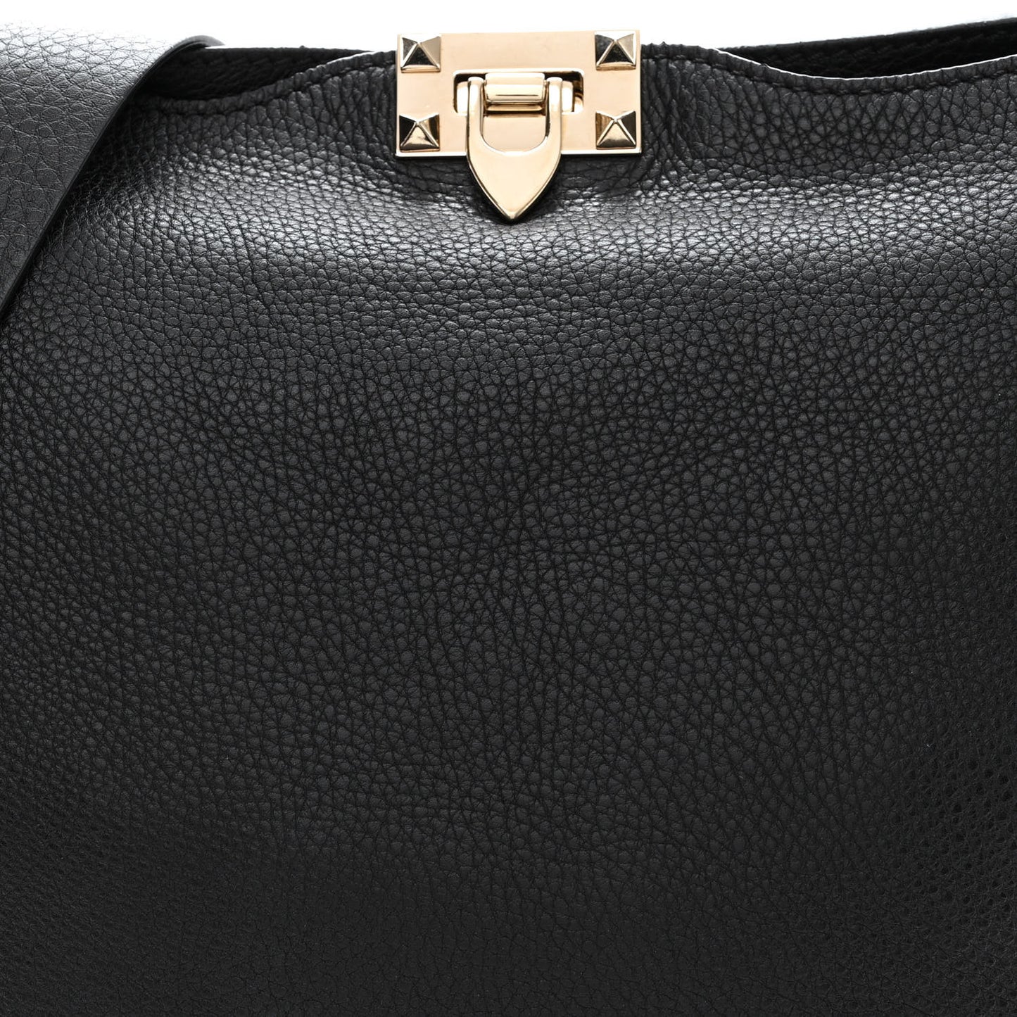 Pebbled Calfskin Large Rockstud Flip-Lock Messenger Bag Black