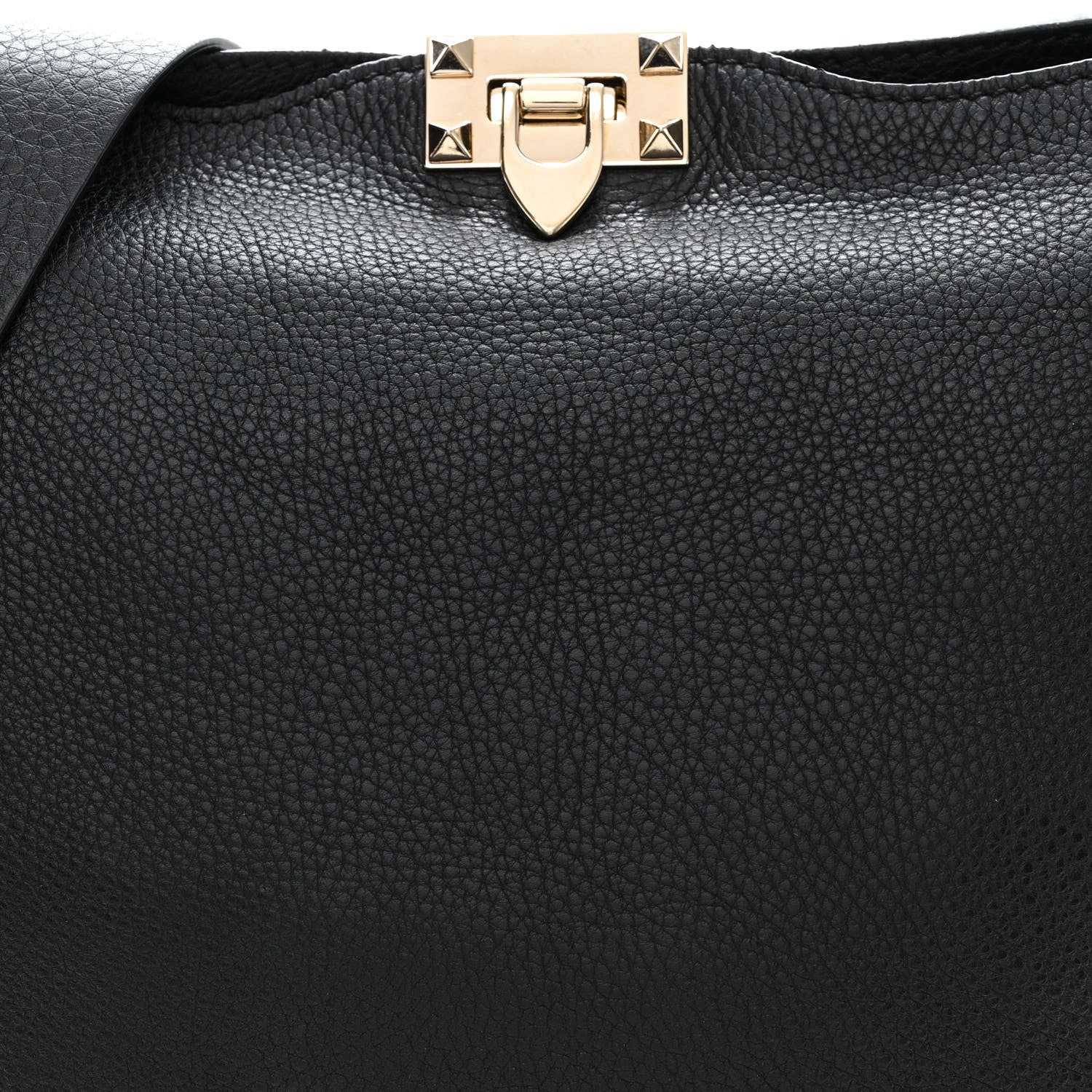 Valentino Garavani Pebbled Calfskin Large Rockstud Flip-Lock Messenger Bag Black 8 of 12