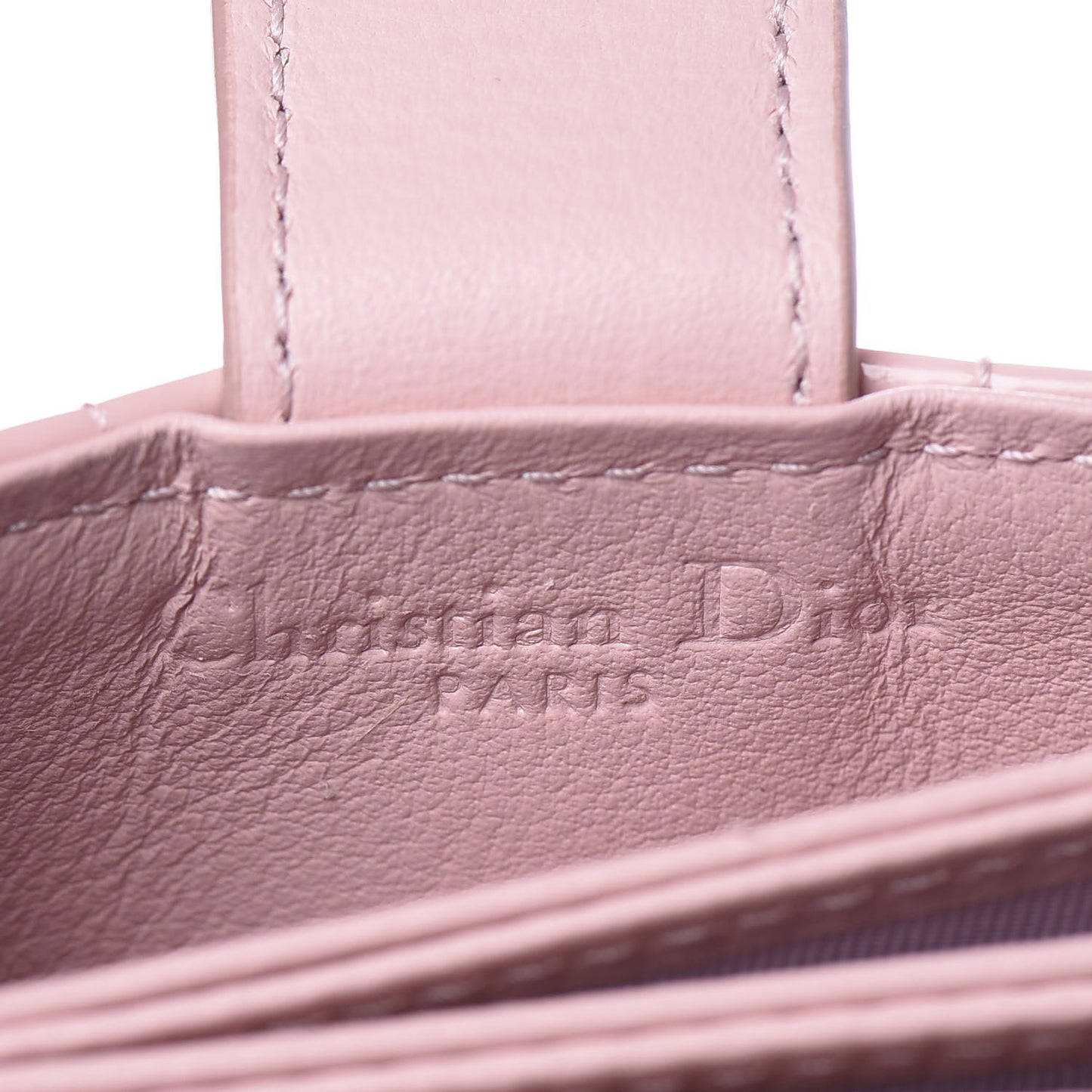 Patent Cannage Lady Dior 5-Gusset Card Holder Rose Clair