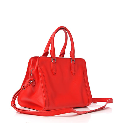 Alexander McQueen Pebbled Calfskin Small Skull Padlock Zip Around Tote Geranium 1 of 10