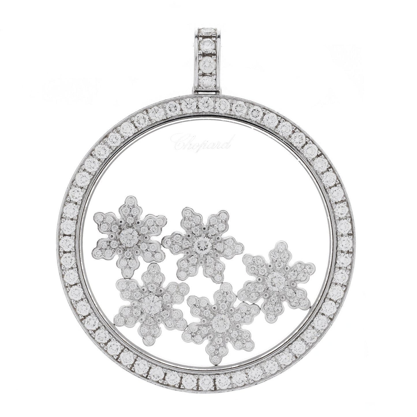 18K White Gold Diamond Happy Diamonds Five Snowflake Pendant
