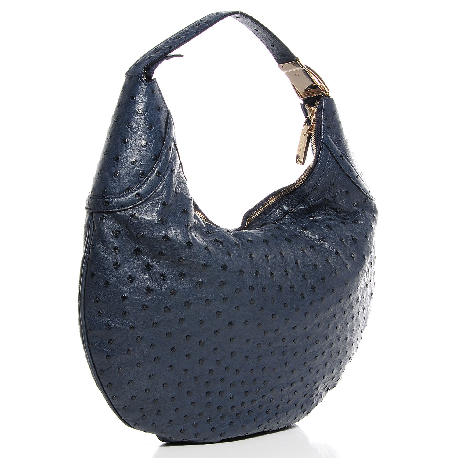 Gucci Ostrich Glam Hobo Blue 3 of 7